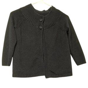 Ann Taylor Small Black Knit Two Button Cardigan ¾ Sleeves